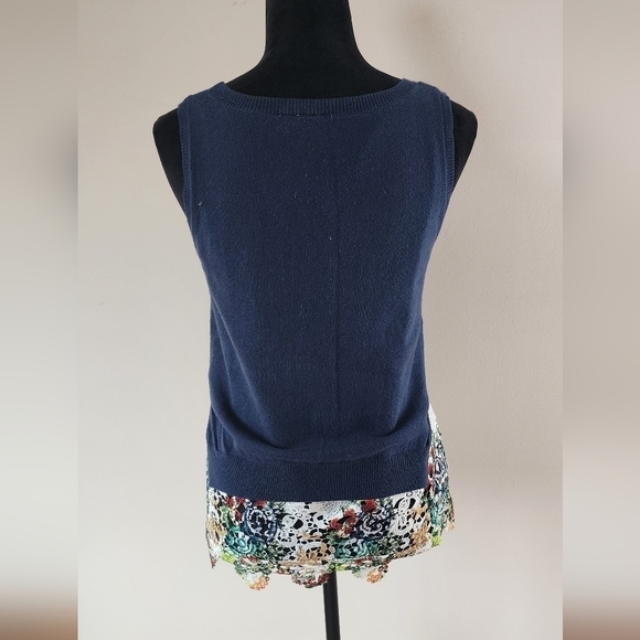 Anthropologie Moth Layered Sleeveless Knit Sweater Vest Top W/ Lace Trim XS. - Picture 2 of 7